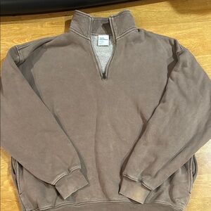 Women’s Aritzia TNA Brown Half-Zip Sweater Cozy Fleece Sweatfleece